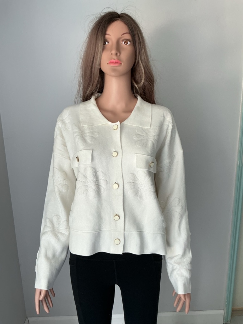 Floral Textured Sweater Jacket